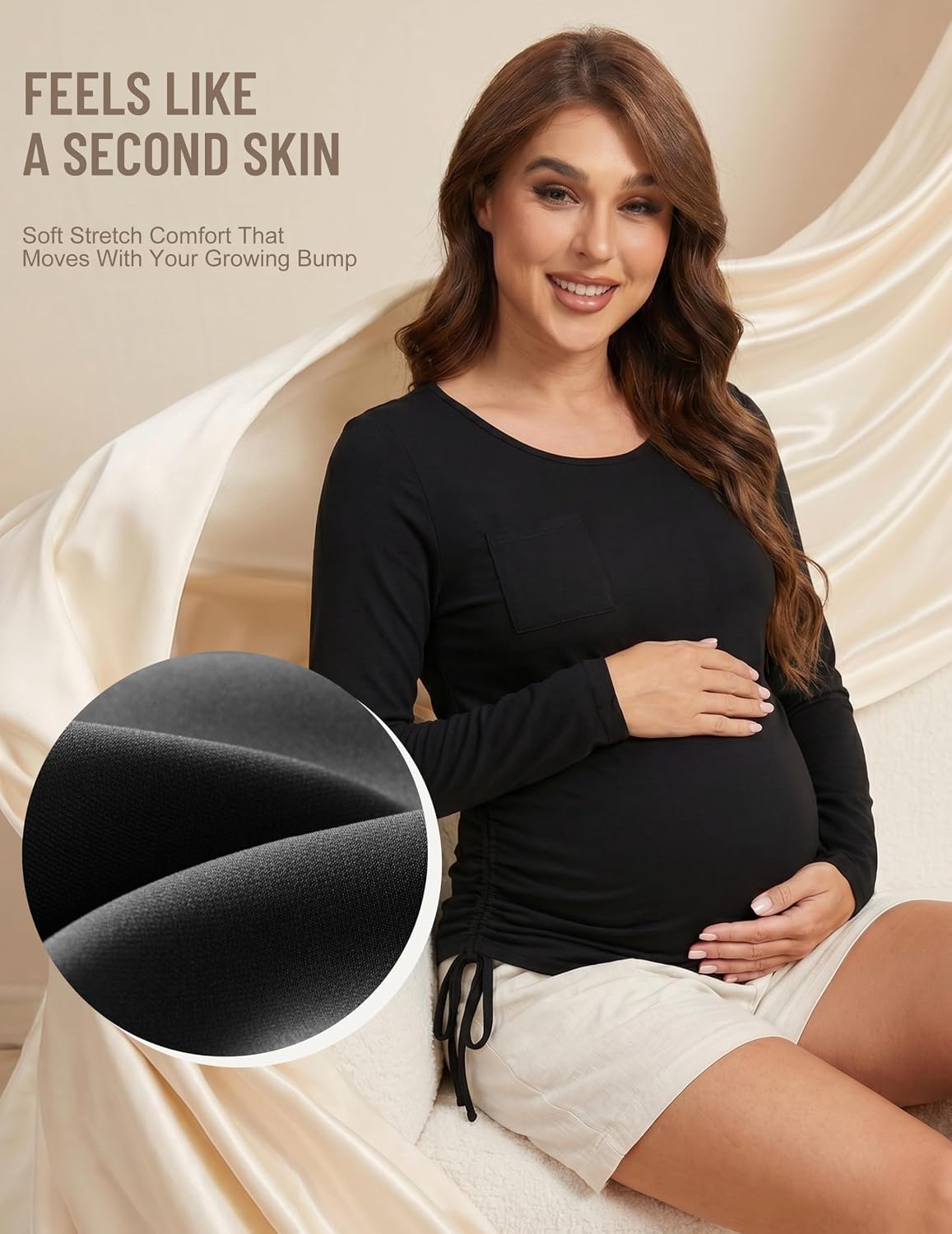 Happy Angel Maternity Shirts for Women,Long Sleeve Crew Neck Pregnancy Top