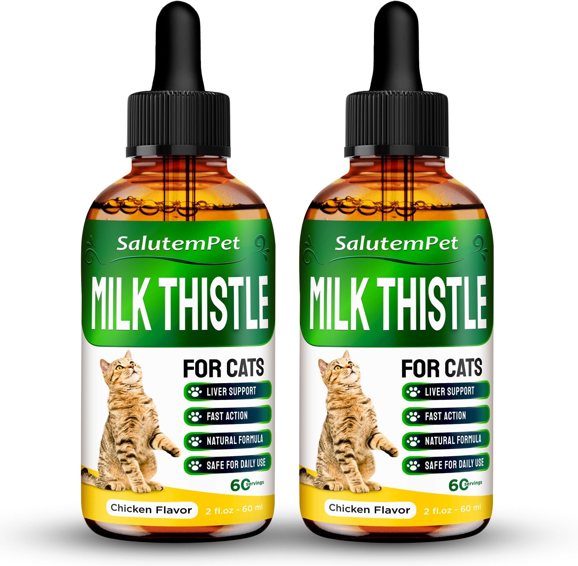 Milk Thistle for Cats | Cat Milk Thistle | Milk Thistle Cats | Liver Support for Cats | Natural Ingredients | 2 Pack x 2 Oz