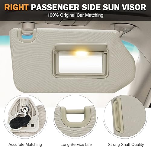 Miniatura 3 de TadaMark Visera solar derecha del lado del pasajero Compatible con Nissan Pathfinder 2013 2014 2015 2016 2017 2018 Infiniti QX60 2014 2015 2016 2017