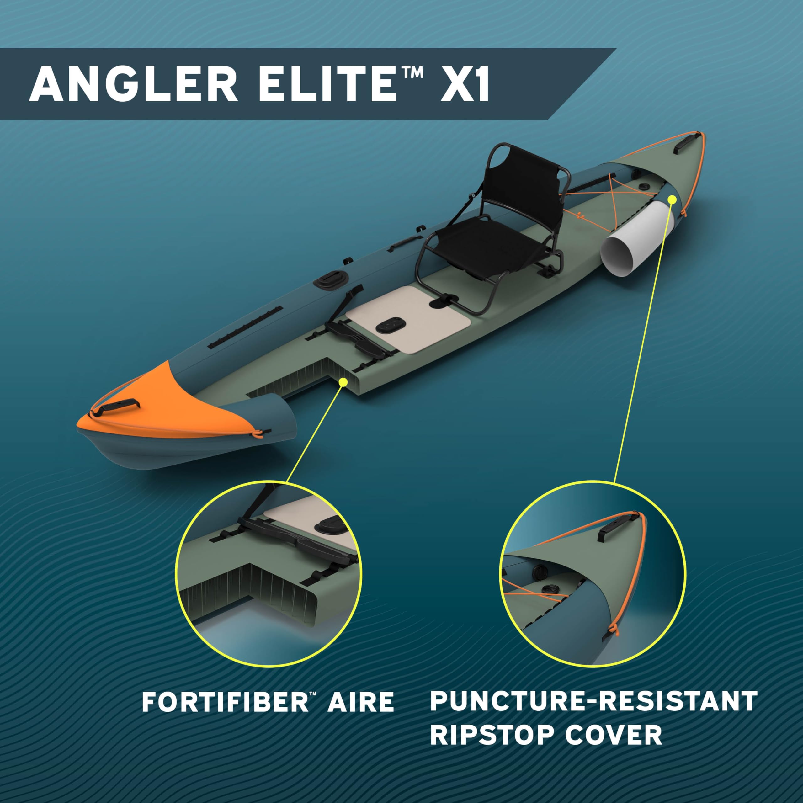 Set kayak da pesca Angler Elite X1 da 12'6" x 39"/3,80 m x 99 cm