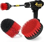Holikme 4Pack Drill Brush Power Scrubber Cleaning Brush Extended Long Attachment Set All Purpose Drill Scrub Brushes Kit for Grout, Floor, Tub, Shower, Tile, Bathroom and Kitchen Surface White