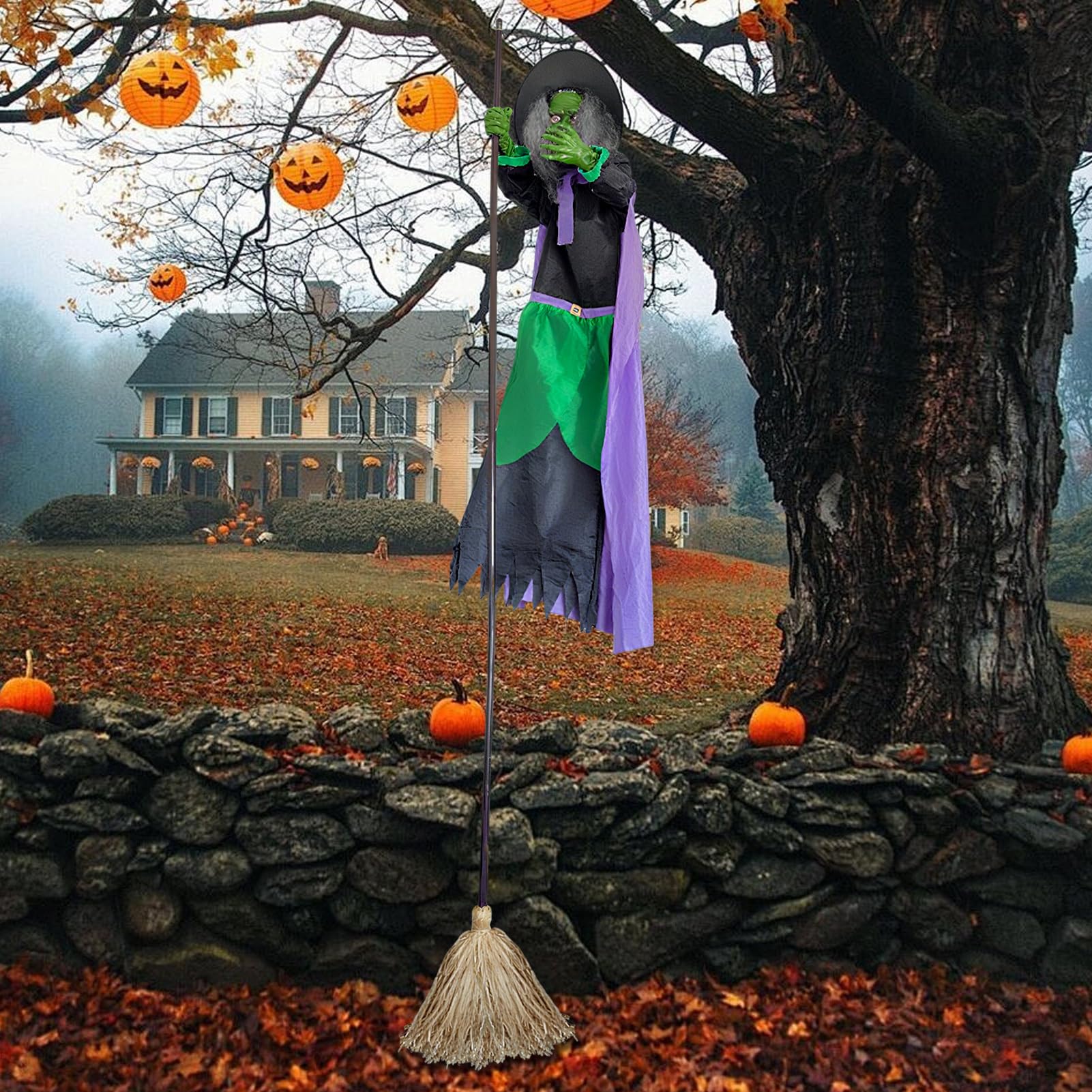 Animowana Magiczna Miotła Halloween Na Zewnątrz Latająca Miotła Czarownicy