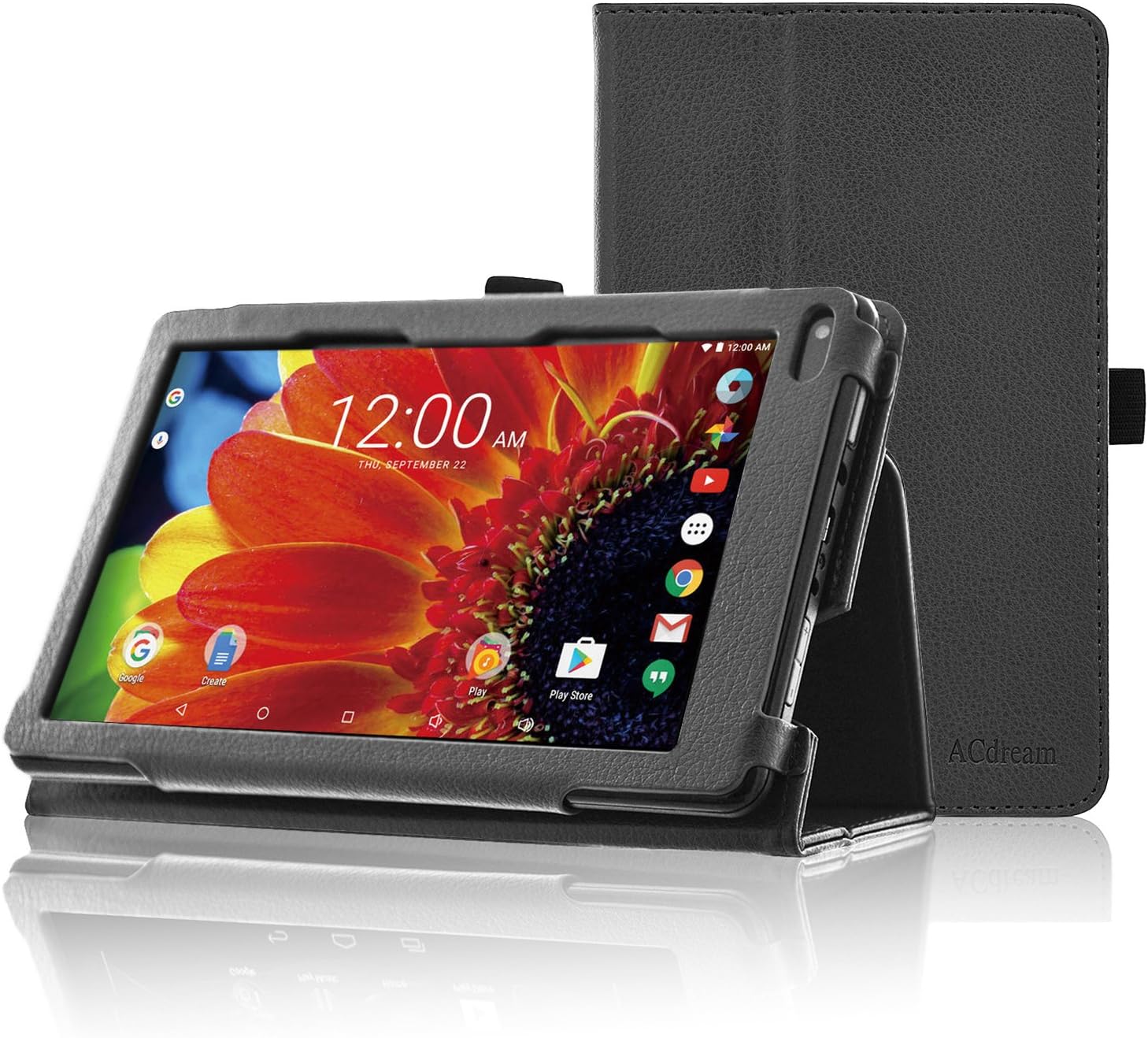 ACdream RCA Voyager 7 Case, Folio Premium PU Leather Cover Case for RCA Voyager (2016, 2017) / RCA Voyager II/RCA Voyager III RCA/RCA Voyager Pro 7" Android Tablet, Black