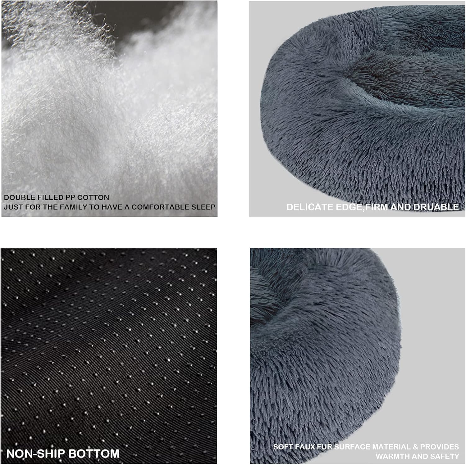 review Calming Dog Bed Cat Bed, Washable Round Dog Bed - 23/30/36 inches Anti-Slip Faux Fur Donut Cuddler Cat Bed for Small Medium Large Dogs - Fits up to 25/45/100 lbs - Waterproof Bottom