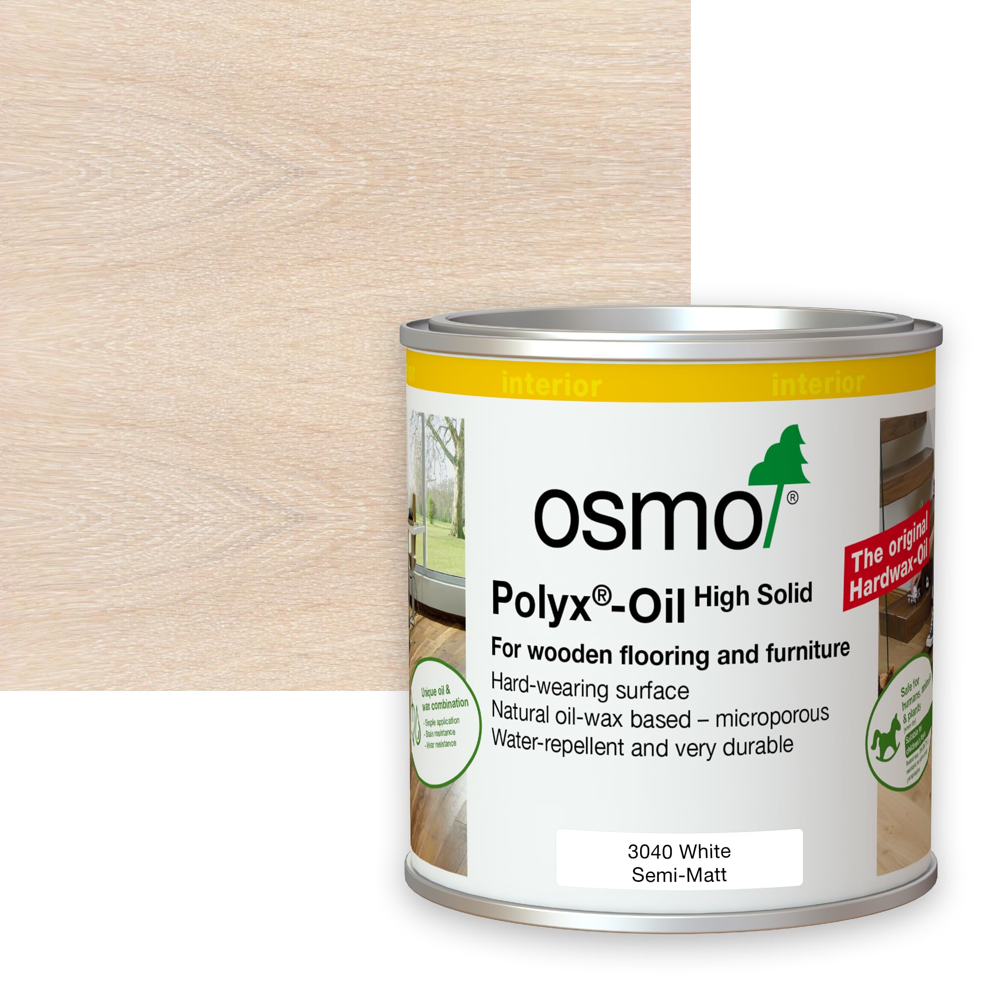 Osmo Polyx Oil Tints, Semi Matt Finish (375ml, 3040 White, Semi-Matt)