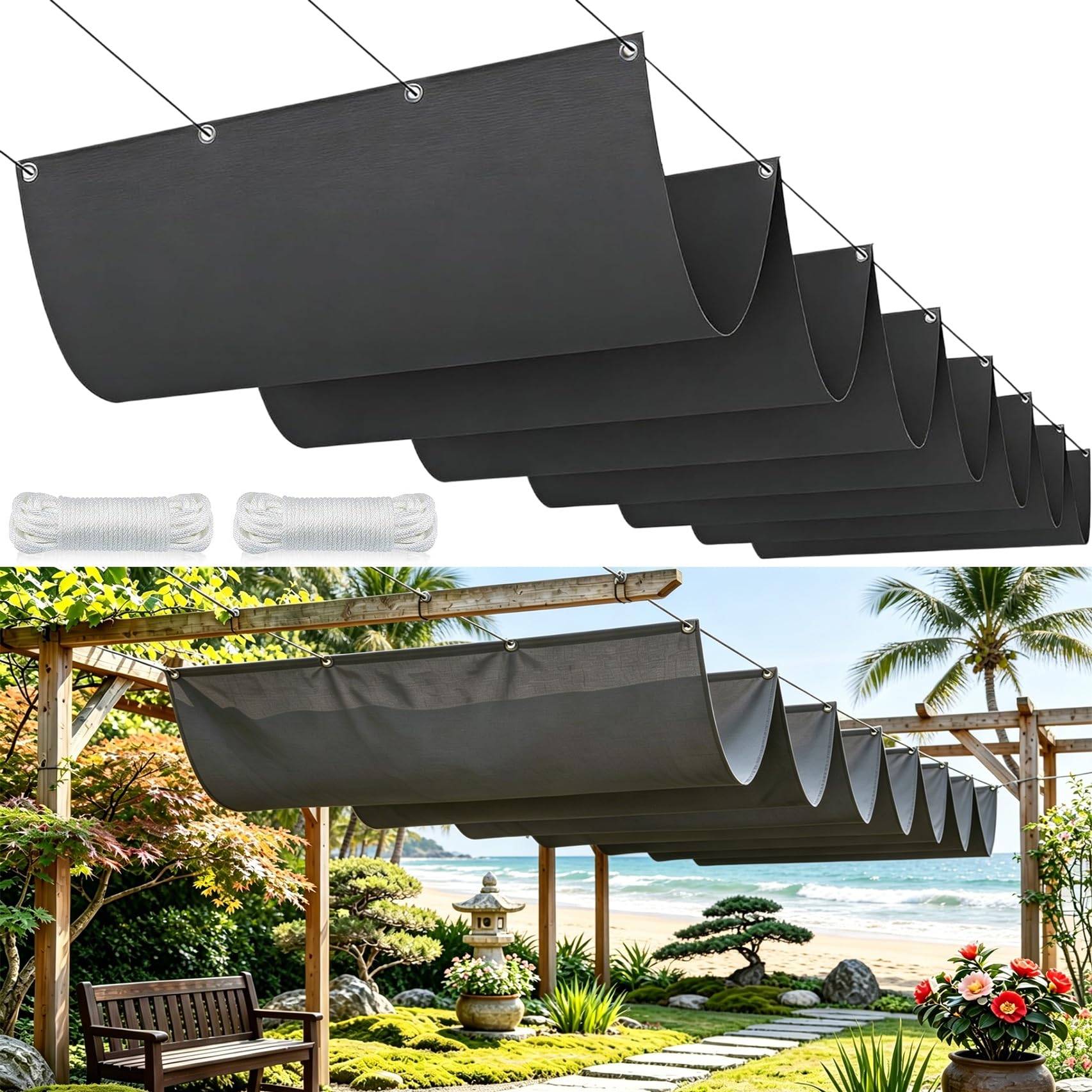 Voile ombrage anti-UV à 98% de rechange imperméable et résistant au vent