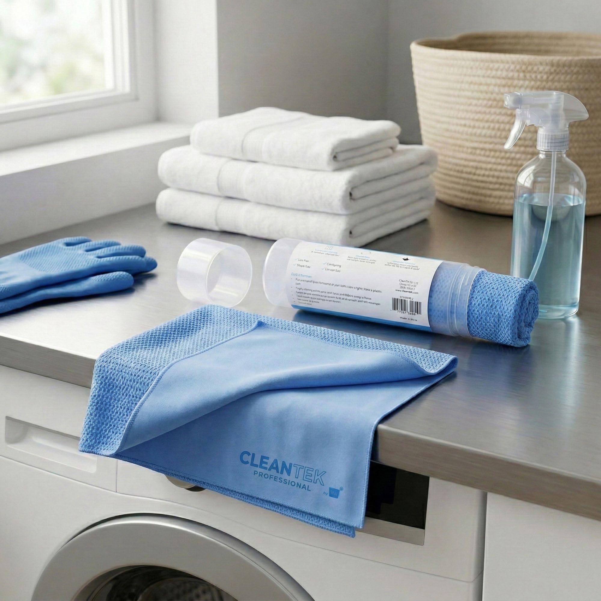 Clean Tek Professional Blue 3D Gamuza – con tubo de almacenamiento – 25 1/4 pulgadas x 17 pulgadas – 1 caja