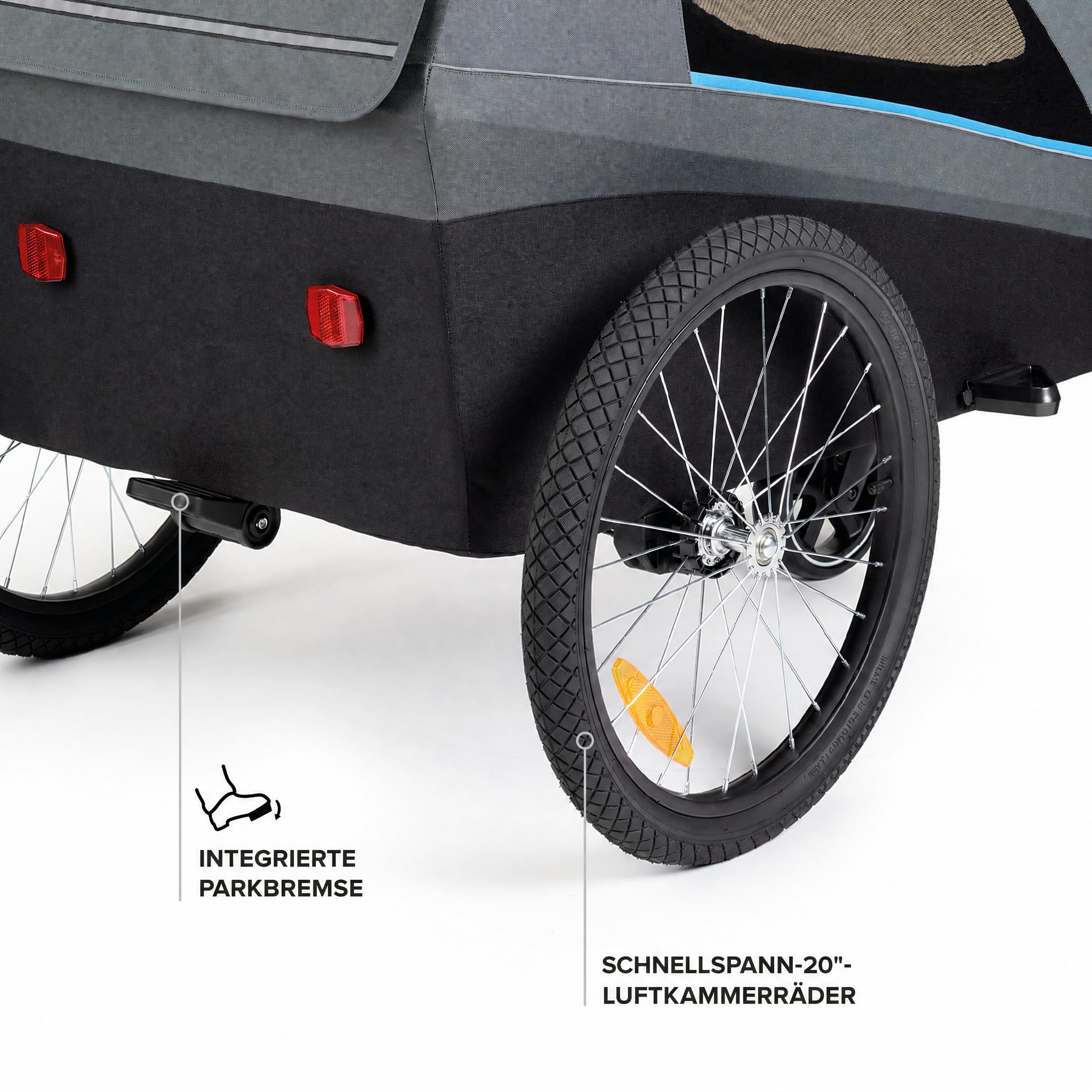 Polisport Kinderfahrradanhänger 2-in-1 mit Kinderwagen, Schwarz/Grau