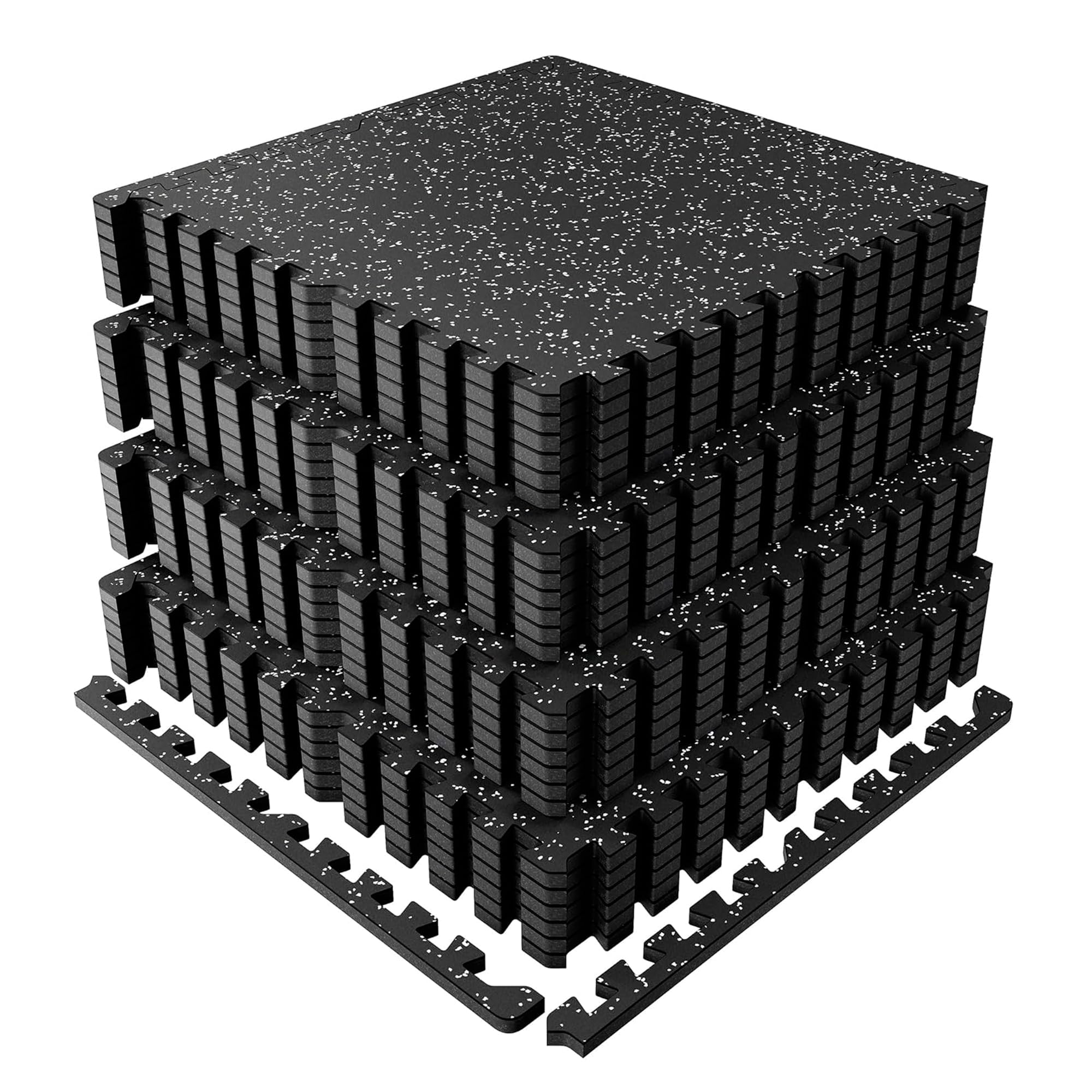 Photo 1 of 0.56-Inch Thick 96 Sq ft Exercise Equipment Mats | 24 Tiles Interlocking High-Density EVA Foam Rubber Puzzle Gym Flooring for Home Gym & Heavy Weight Workouts, 24 x 24 in Black/Gray