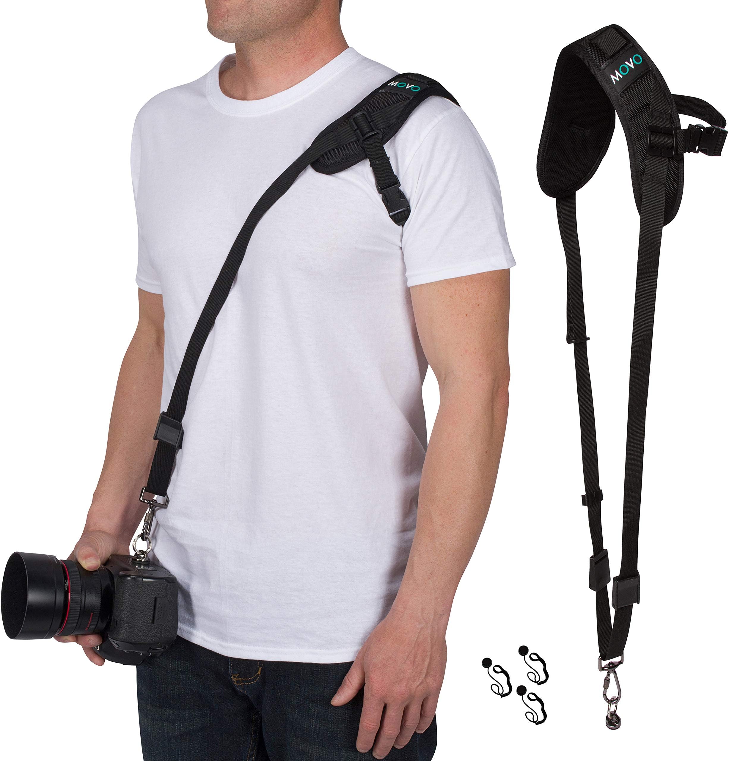 Movo Rapid Action Over-The-Shoulder Sling DSLR, Mirrorless Camera Strap with Bonus Lens Cap Holders Compatible Canon, Nikon, Sony, Pentax, Panasonic, Olympus, FUJIFILM