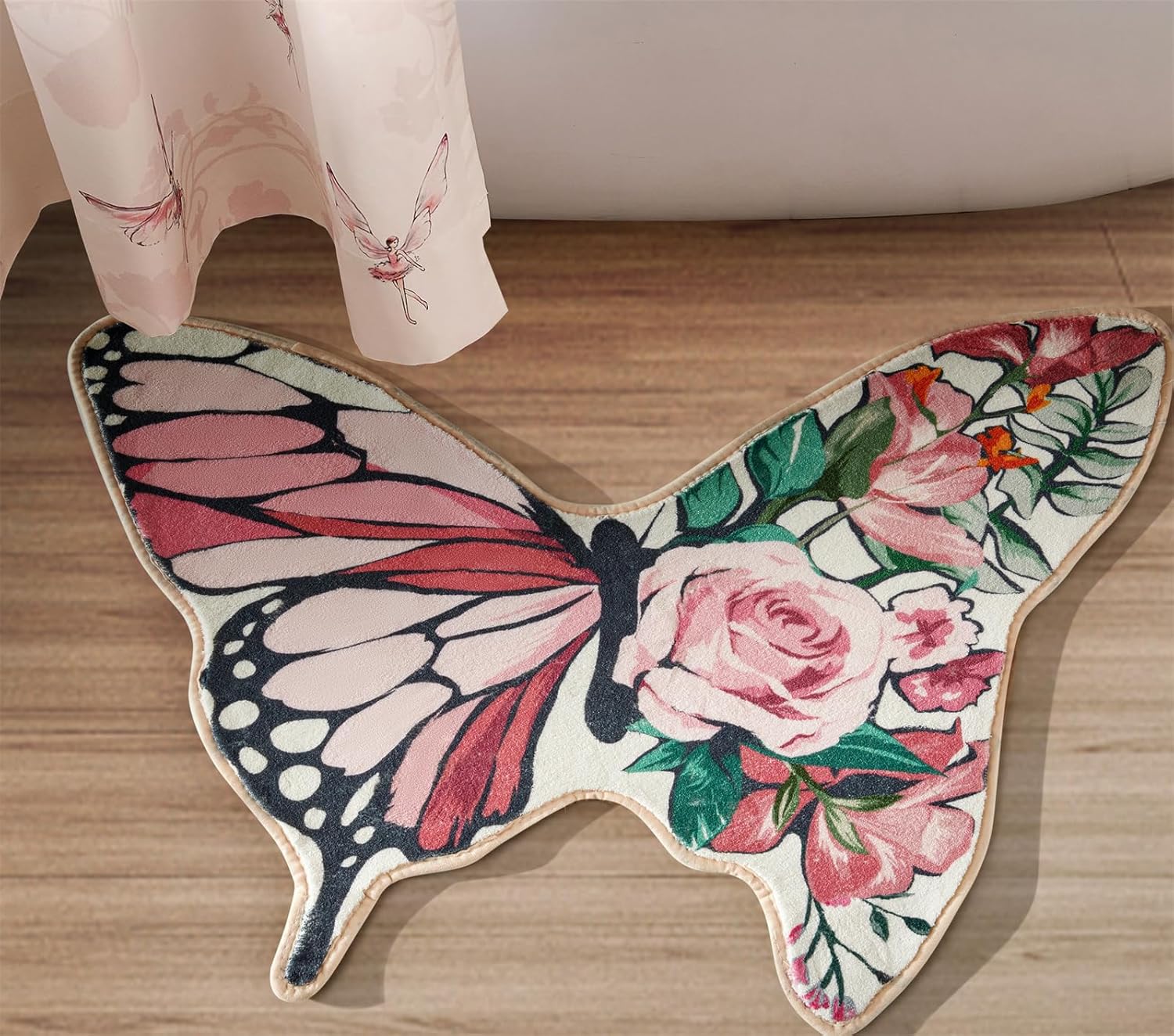 Amazon.com: RoomTalks 2x3 Pink Butterfly Flowers Cute Small Rugs for ...
