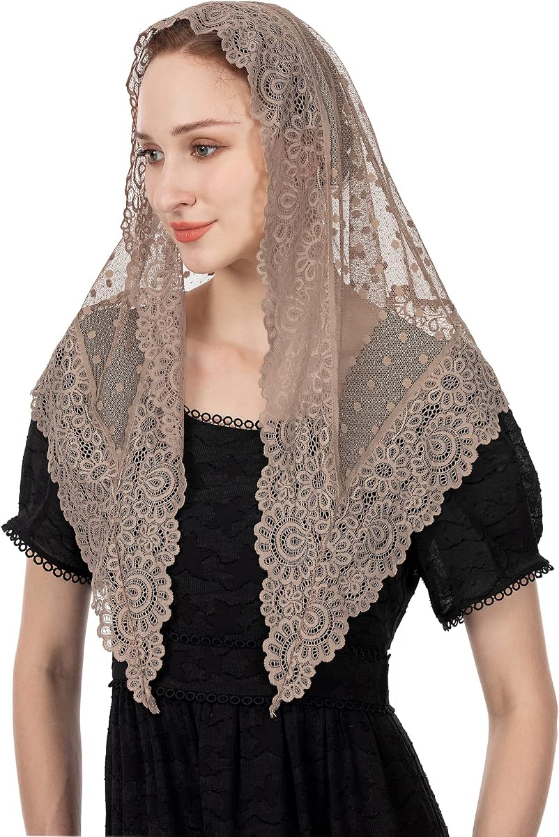 Velos de capilla de encaje inspirados en triángulos, velos de Mantilla para cubrir la cabeza de misa católica, bufanda para Iglesia