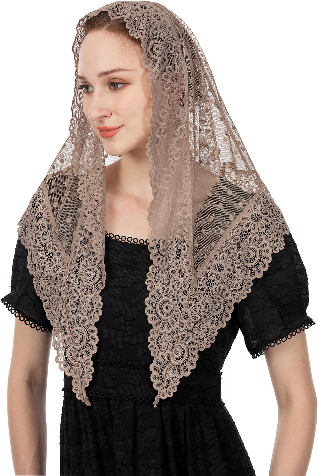 Triangle Vintage Inspired Lace Chapel Veils Catholic Mass Head Covering Scarf Mantilla Veils for Church