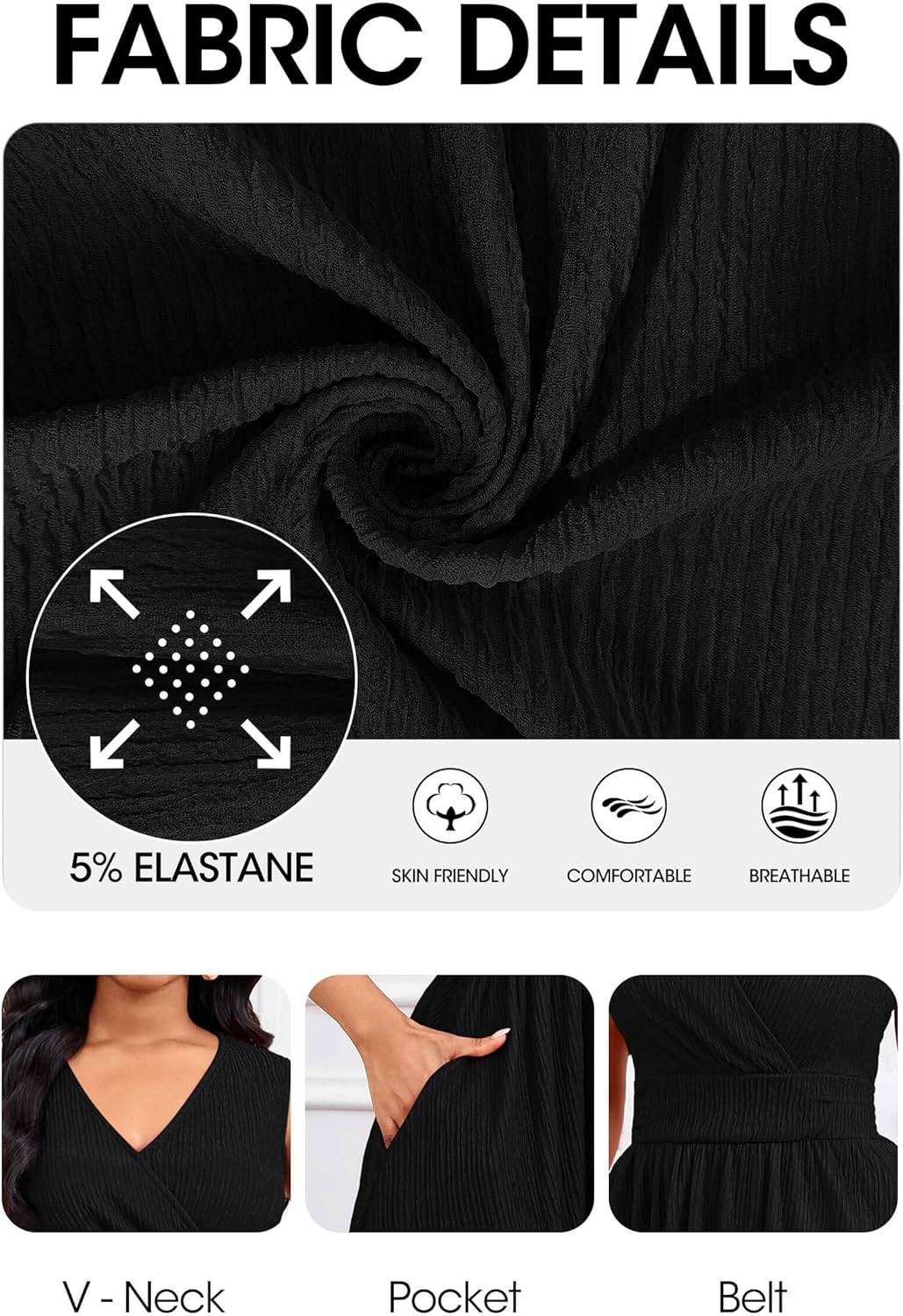 Nmoder Womens Summer Dresses - Sleeveless Wrap Front Vacation Wedding Guest Work Midi Dress with Pockets - Image 7