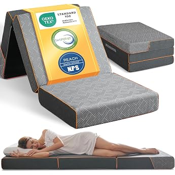 3-Piece Folding Mattress 195 x 75 cm Height 10 cm Gel Memory