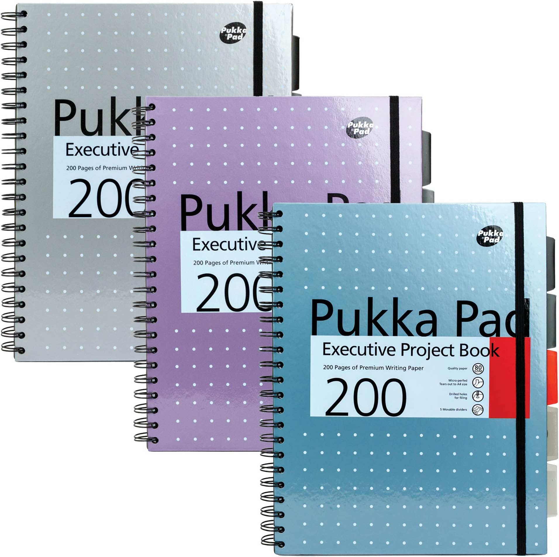 Pukka Pad, A4+ Metallic Executive Project Book 3-Pack, Lined