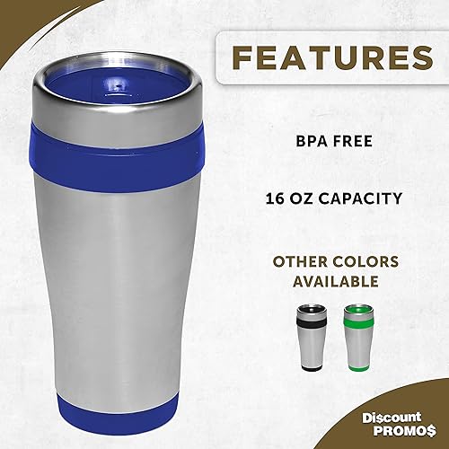 Miniatura 94 de Tazas de viaje de acero inoxidable con aislamiento personalizado, 16 onzas, juego de 100, paquete personalizado a granel, perfectas para café