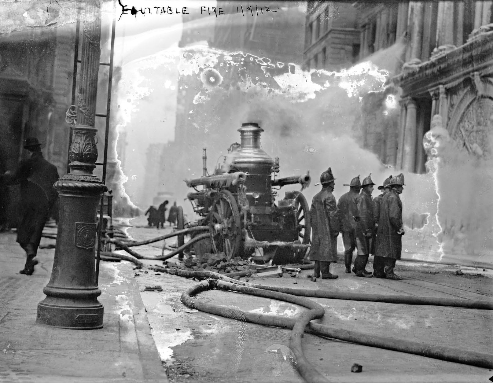 1912 Old Photograph of New York Firefighters at Equitable Building Pumper