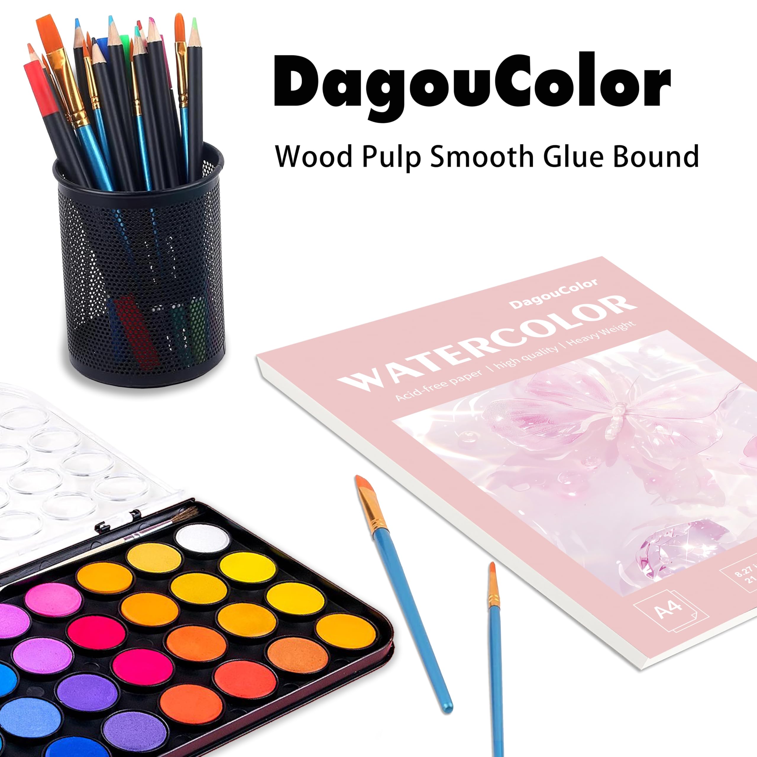 DagouColor Watercolor Paper Pad, A4, 1 Pack, 30 Sheets, 140lb/300gsm Cold-Pressed Paper - Image 4