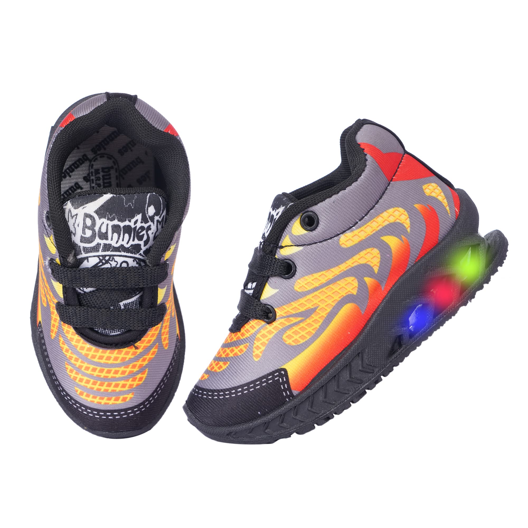 BUNNIES Baby Boys and Baby Girls LED Leight Indian Walking Shoes (1-5 Years) (Black, Numeric_10) 3