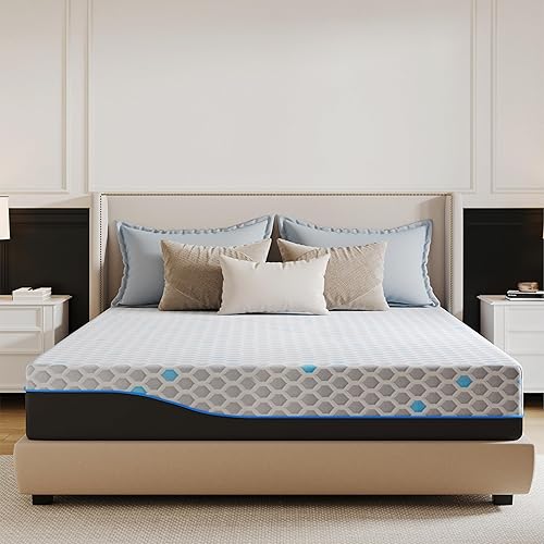 Miniatura 8 de EGOHOME - Colchón matrimonial de 10 pulgadas, colchón de espuma viscoelástica refrescante de gel de carbón en una caja, colchones medianos sin fibra