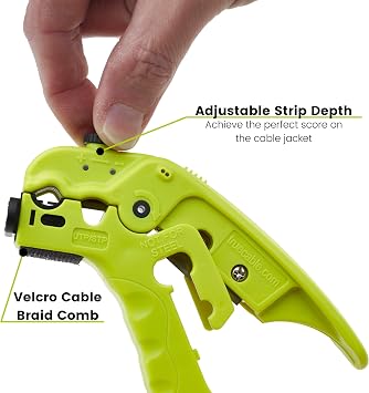 trueCABLE Wire Stripping and Cutting Tool for UTP, FTP, STP, Cat5e, Cat6, Cat6A Ethernet, RG59, RG6, RG7, RG11 Coax Cable, Adjustable Blade Depth