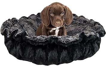 Bessie and Barnie Ultra Plush Arctic Seal/Black Puma Luxury Deluxe Dog/Pet Cuddle Pod Bed