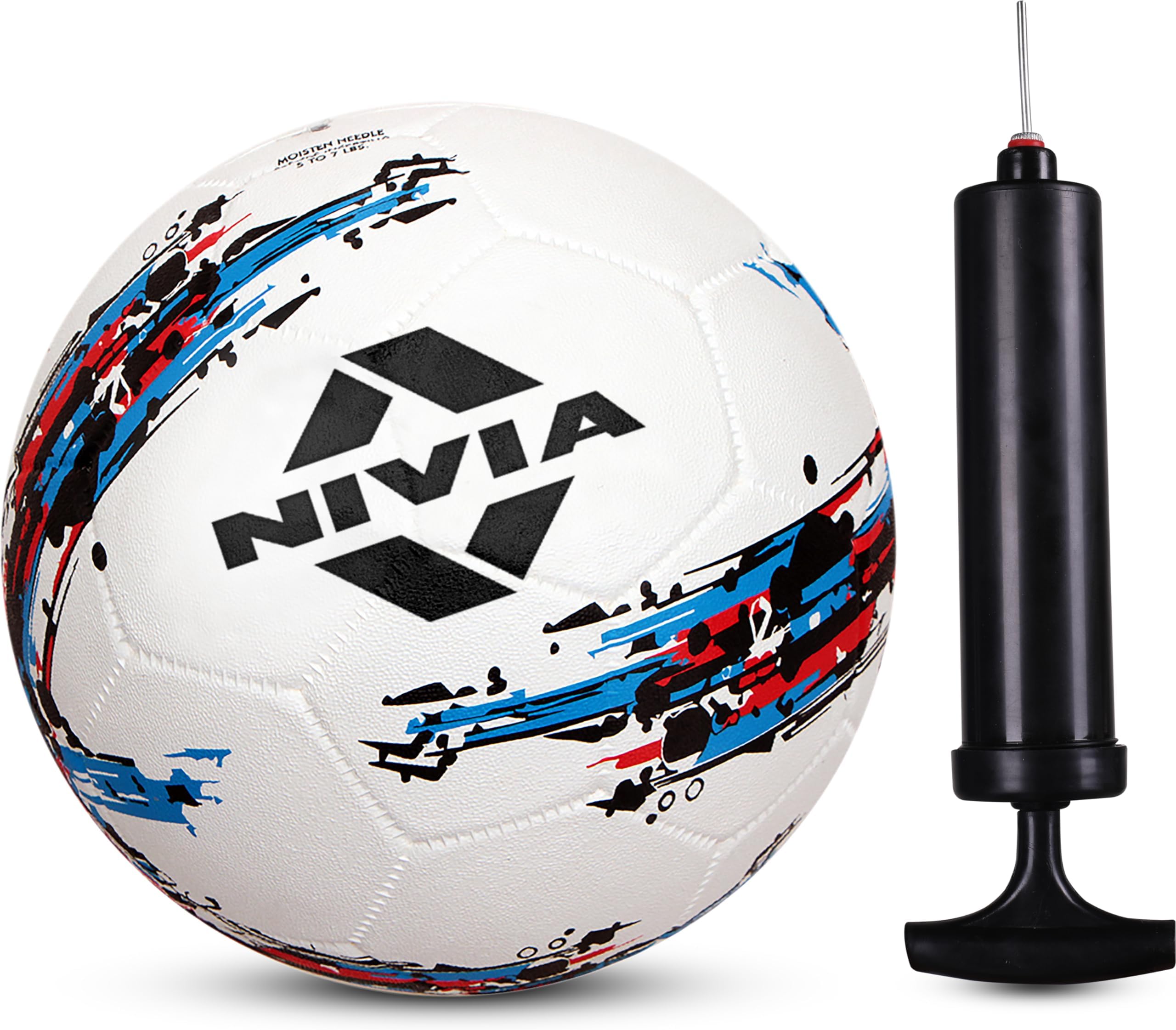Nivia Storm White Moulded Football with Ball Pump Football - Size: 5 (Pack of 1, White)