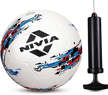 Nivia Storm White Moulded Football with Ball Pump Football - Size: 5 (Pack of 1, White)
