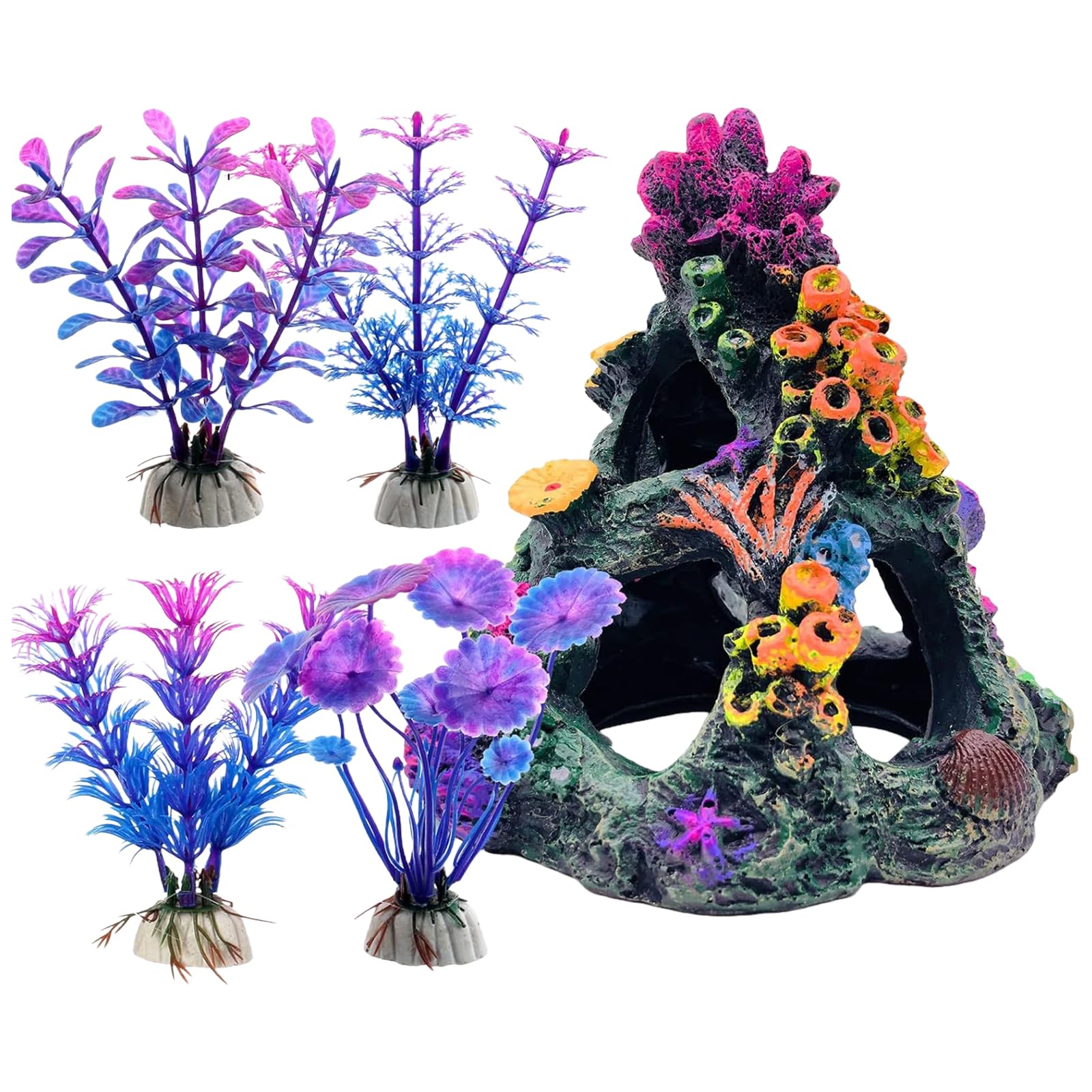 ZWWAAZHF Realistic Underwater Resin Corals Set Safe FishTanks Landscape Accessories Customizable Aquascaping Design for Aquariums Fishtanks Ornament