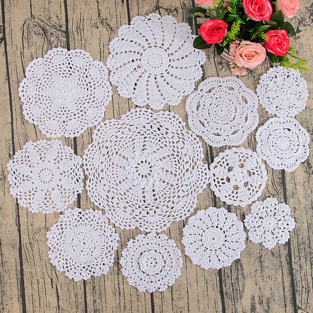 Amazon.com: TOSEEY 100% Cotton Hand Made Crochet Doilies 12