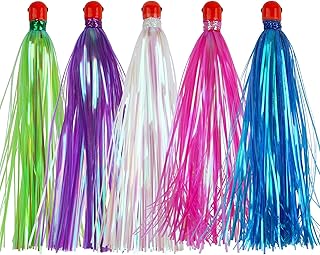 Mylar Teaser Tail Fishing Teasers Lure 0.3oz Jig Head Saltwater Teaser Fishing Lures Mylar Flash Trolling Skirts Lures Bucktail Teasers for Ballyhoo Wahoo Kingfish Sea Bass