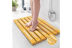 Bamboo Bath Mat for Shower with Anti-Slip Surface and Bottom