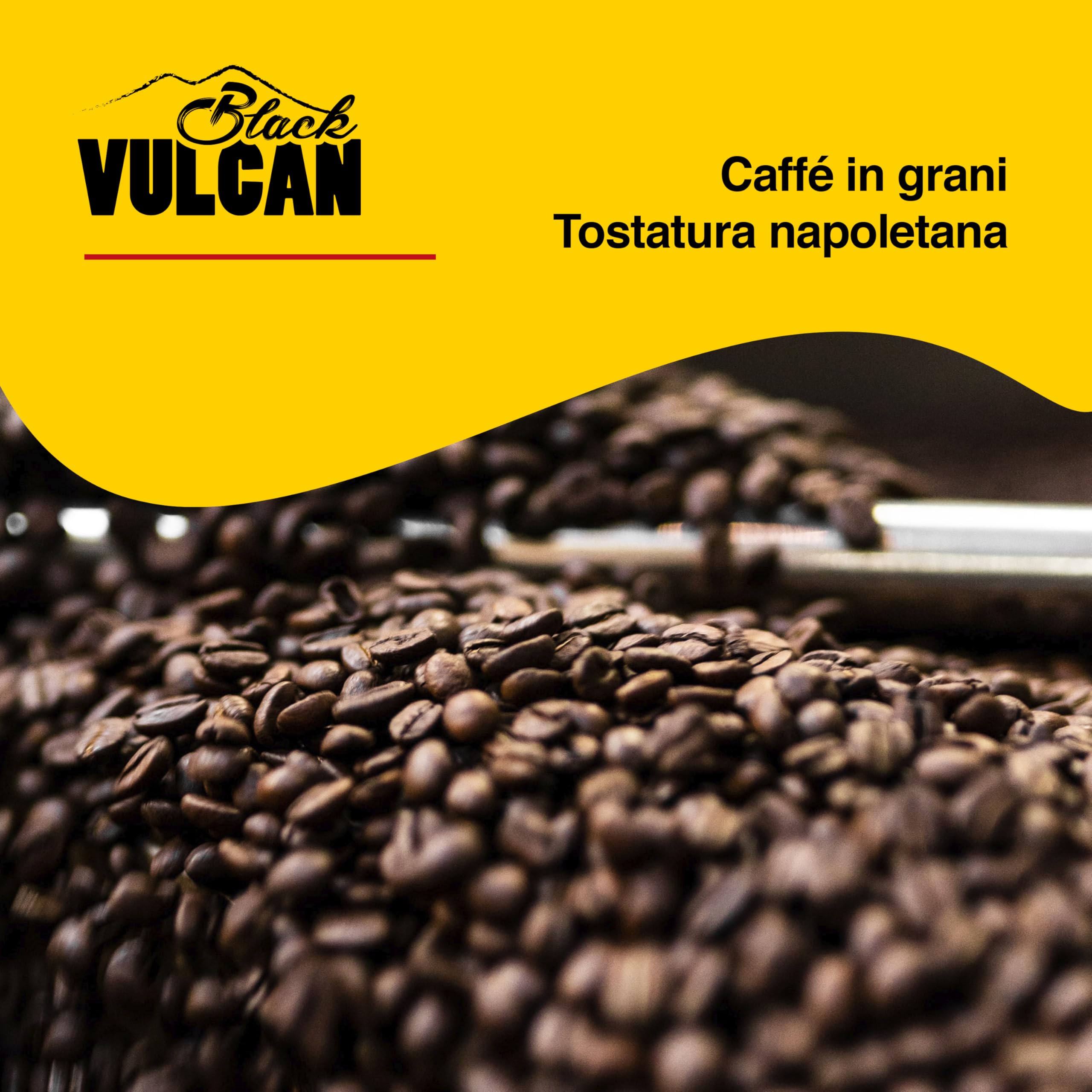 Passalacqua Black Vulcan Caffè Premium in Grani – 1 Kg - Tostatura Autentica Napoletana 30% Arabica - Espresso Forte e Corposo con Note di Cioccolato e Miele - Made in Italy