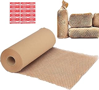 Honeycomb Packing Paper,12''x 200'Honeycomb Cushioning Wrap Roll for Moving Shipping Packaging Gifts, Recyclable Biodegradable Honeycomb Paper Moving Supplies Bubble Paper Wrapping Protective Roll