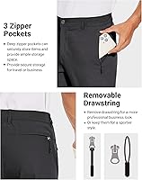 Vista 2 de SPECIALMAGIC Pantalones de golf para hombre, elásticos, ajustados, ligeros, con bolsillos con cremallera