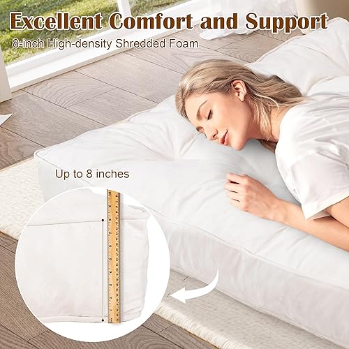 Miniatura 5 de Colchón futón tamaño Queen de 60 x 80 pulgadas, colchón de piso de 8 pulgadas de grosor para adultos, sofá cama plegable con relleno de espuma