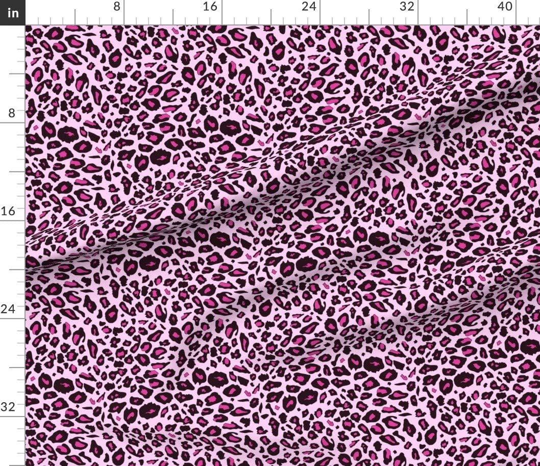 Spoonflower Fabric - Pink Leopard Print Pattern Spots Cheetah Animal Printed on Petal Signature Cotton Fabric by The Yard - Sewing Quilting Apparel Crafts Decor