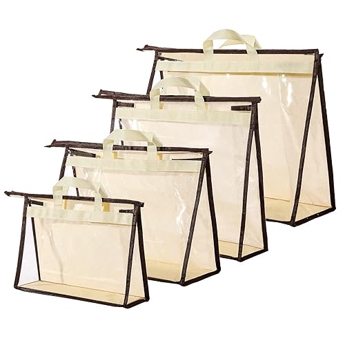 CINPIUK 4 Pack Handbag Dust Bags Clear Purse Storage Organizer