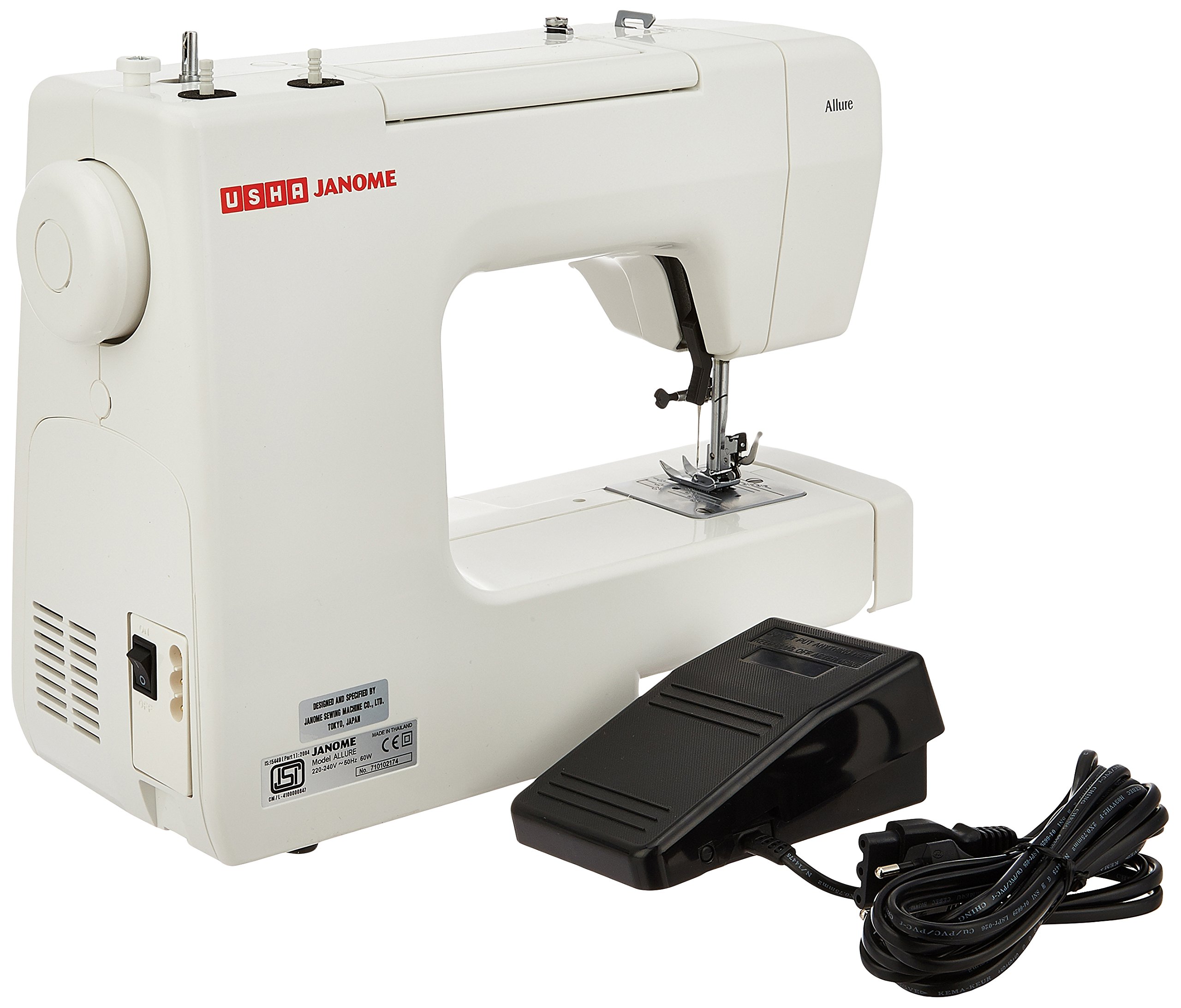 USHA Janome Allure Automatic Zig-Zag Sewing Machine And Get Usha Dry Iron (1602) 1000W, White — Amazon image 4