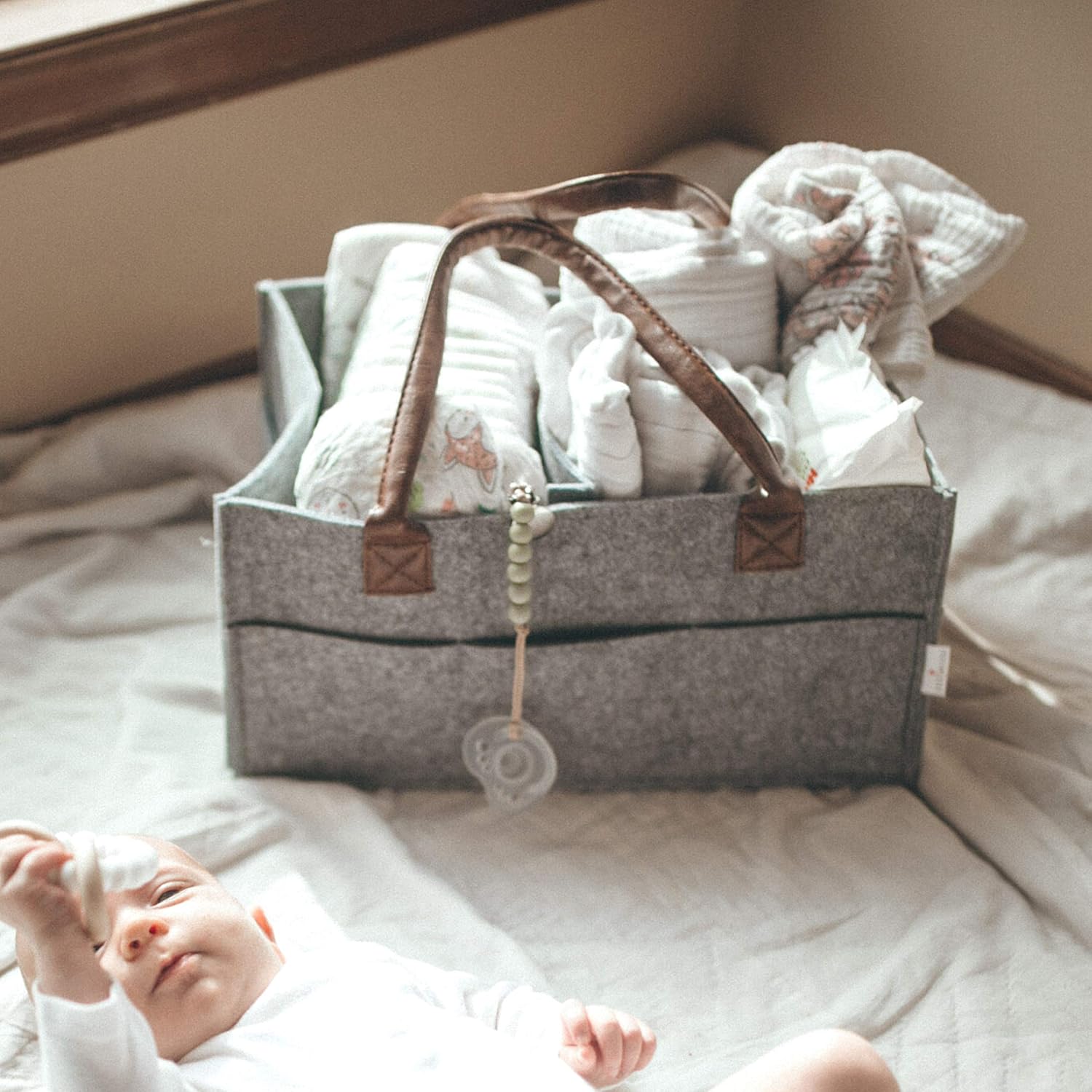 Lily Miles Baby Diaper Caddy Organizer - Nursery Storage Basket Bin for Diapers, Baby Items