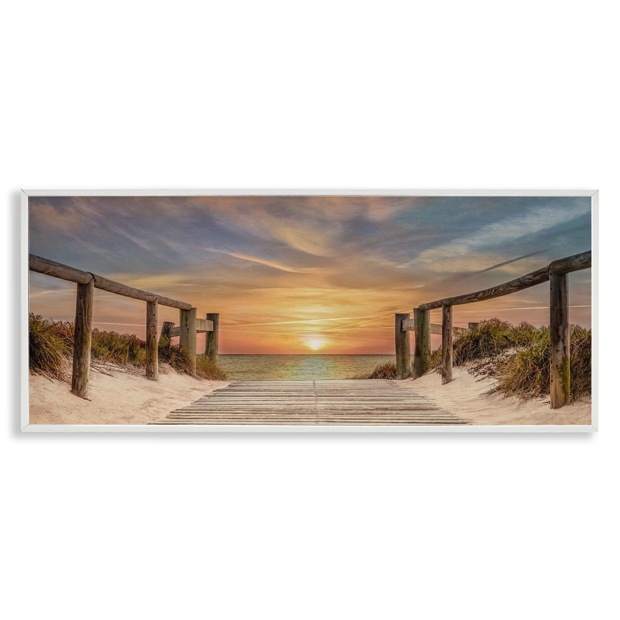 Stupell Industries Coastal White (Textured) 'Pathway To Sunset'| Framed Giclee Art