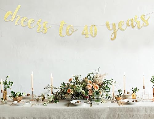 Miniatura 4 de Cartel de "Cheers To 40 Years", decoración de cumpleaños número 40, pancarta de fiesta de 40 aniversario