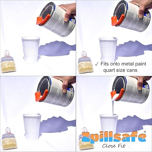 Miniatura 4 de ZpillSafe Close Fit - Paquete de 2 embudos de pintura de cocina innovadores hechos de silicona para recipientes de líquidos de pared delgada de 2 a