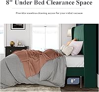 Vista 7 de Allewie Marco de cama de tamaño matrimonial/plataforma tapizada de terciopelo, cabecero con alas capitoné de canal vertical/listones de madera Verde