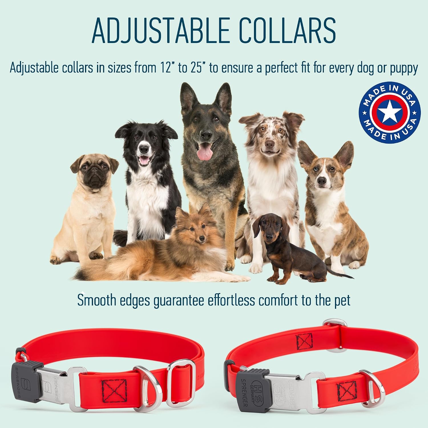Biothane Waterproof Durable Dog Collar with Herm Sprenger - Quick Release ClicLock Buckle - Fits Medium and Large Dogs - Made in USA (Cherry Red, W 1" x L 15"-25")