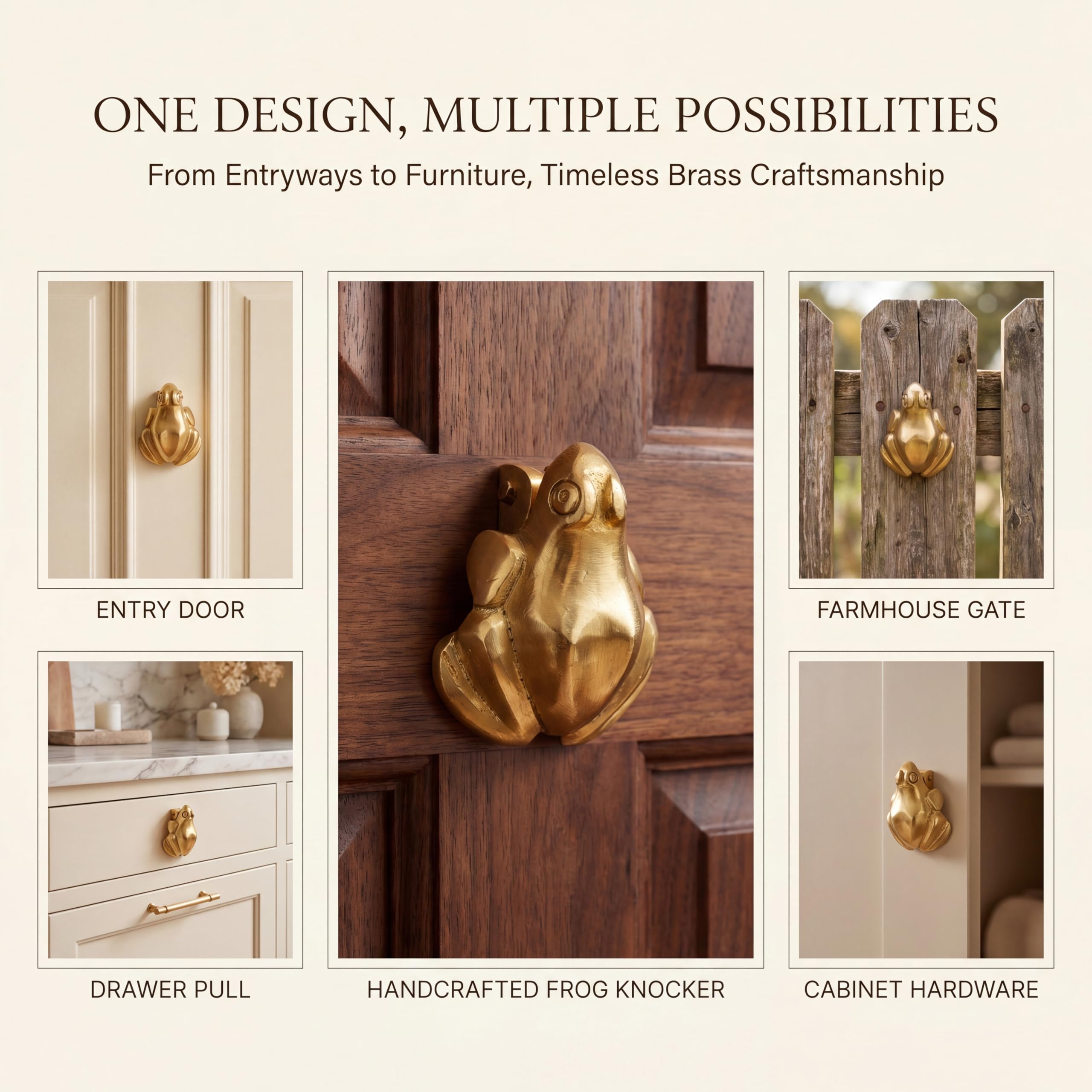 Indian-Shelf Solid Brass Frog Door Knocker Antique Front Door Hardware 4