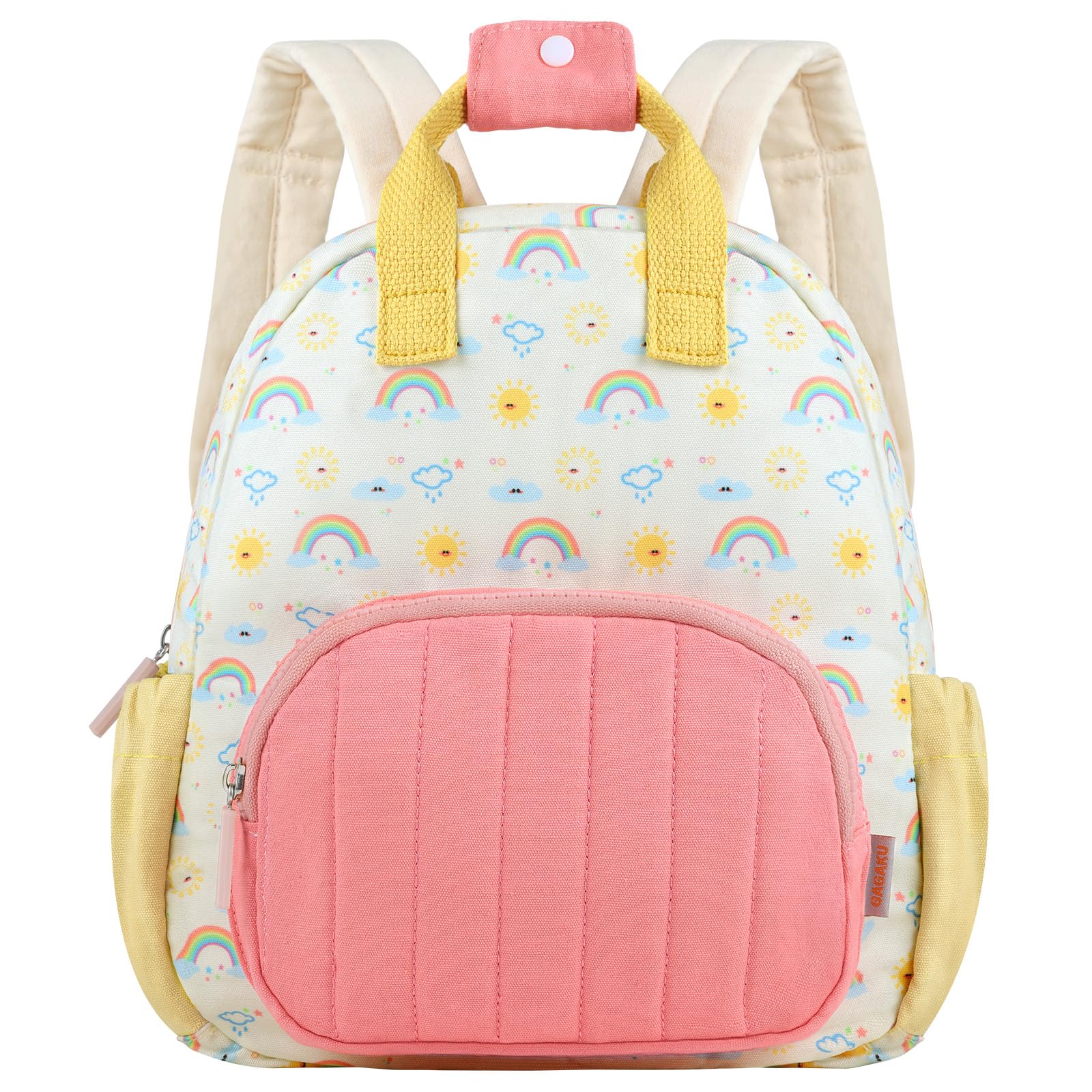 Toddler Backpack for Girls 2-4 years Kids Mini Backpacks Cartoon Breathable Comfortable Preschool Daypack for School Travel Lightwieght Bag - Yellow Rainbow