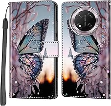 Phone Case for Honor Magic 7 Lite / X60 Pro / X9c, Leather Flip Cover Shockproof Protective Case with Card Slots Magnetic Closure Wallet Case Butterfly wing