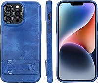 Vista 10 de Bayelon Funda de casco para iPhone 14 Plus - Funda delgada 360 de grano completo - Funda de cuero con función de atril (marrón oscuro)